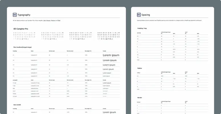 Typography and spacing tokens.